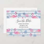Niedliches Flamingo- und Ananas-Muster Save the Da Einladungspostkarte (Vorne/Hinten)