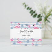 Niedliches Flamingo- und Ananas-Muster Save the Da Einladungspostkarte (Stehend Vorderseite)