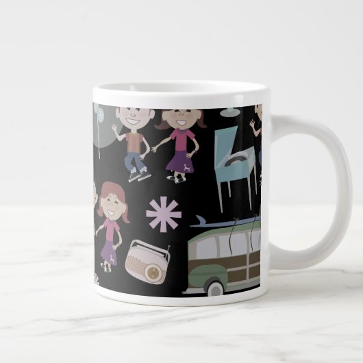 Niedliches Flashback Kids Happy Fifties Pattern Jumbo-Tasse (Rechts)