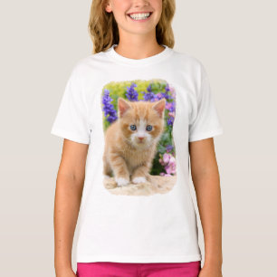 Niedliches flaumiges Ingwer-Baby-Katzen-Kätzchen T-Shirt