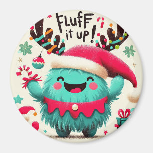 Niedliches flauschiges Weihnachtsmonster Magnet