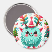 Niedliches flauschiges Weihnachtsmonster Magnet (Vorderseite/Rückseite)