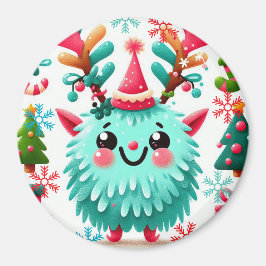 Niedliches flauschiges Weihnachtsmonster Magnet