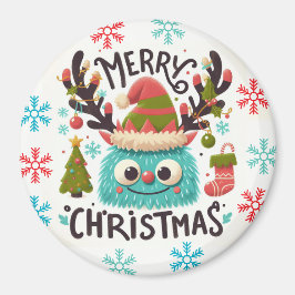 Niedliches flauschiges Weihnachtsmonster Magnet