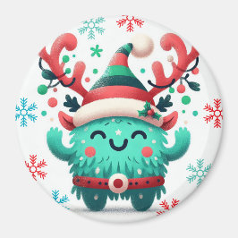 Niedliches flauschiges Weihnachtsmonster Magnet