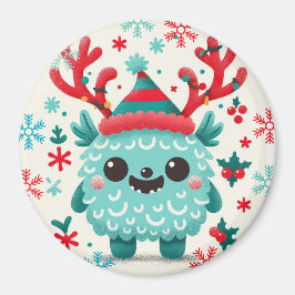 Niedliches flauschiges Weihnachtsmonster Magnet