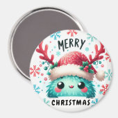 Niedliches flauschiges Weihnachtsmonster Magnet (Vorderseite/Rückseite)