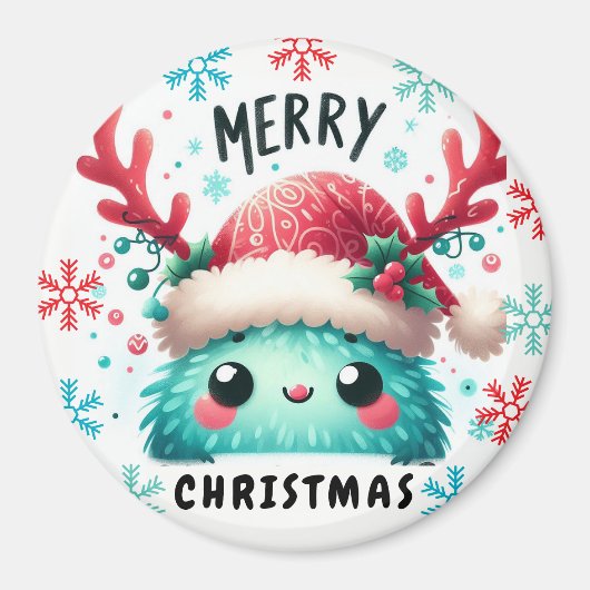 Niedliches flauschiges Weihnachtsmonster Magnet (Vorne)