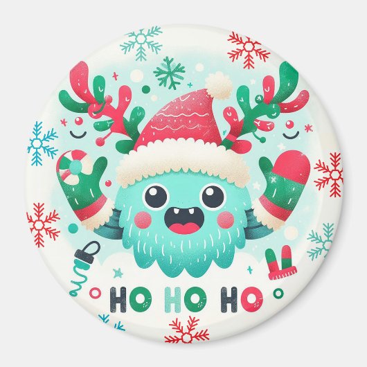 Niedliches flauschiges Weihnachtsmonster Magnet (Vorne)