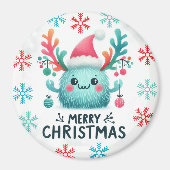 Niedliches flauschiges Weihnachtsmonster Magnet (Vorne)