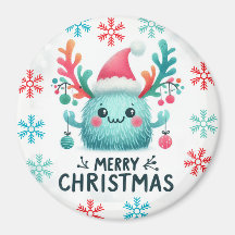 Niedliches flauschiges Weihnachtsmonster Magnet