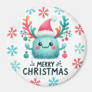 Niedliches flauschiges Weihnachtsmonster Magnet