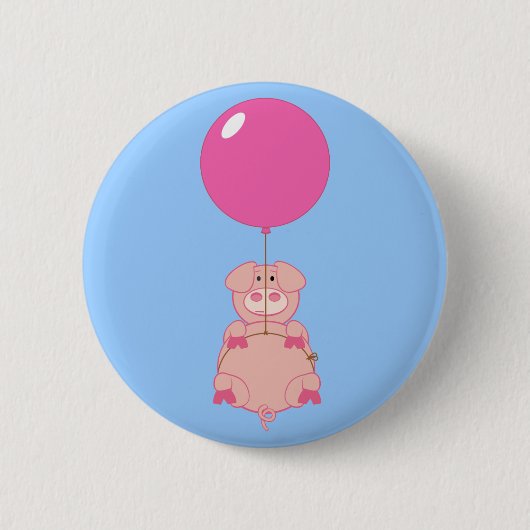 Niedliches Fliegen-Schwein und Ballon Button (Vorderseite)