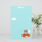 Niedliches Flieger-Jungen-Flugzeug-Abenteuer für Briefpapier (Stehend Vorderseite)