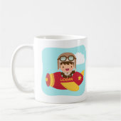 Niedliches Flieger-Jungen-Flugzeug-Abenteuer für Kaffeetasse (Links)