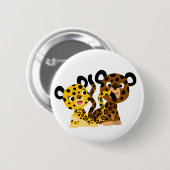 Niedliches Flirtatisches Cartoon Jaguars Button Ab (Vorne & Hinten)