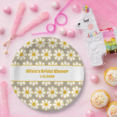 Niedliches floral Daisy Muster Mustard White Grau Pappteller (Party)