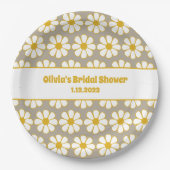 Niedliches floral Daisy Muster Mustard White Grau Pappteller (Vorderseite)