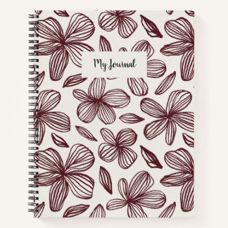 Niedliches florales Burgundy Monogramm Notizblock