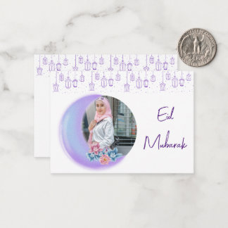 Niedliches florales Crescent Islamisches Eid Mubar Mitteilungskarte