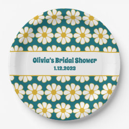 Niedliches florales Daisy Muster Mustard und Aquam Pappteller