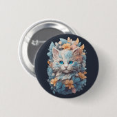 Niedliches, florales Katzenplash Button (Vorne & Hinten)