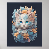 Niedliches, florales Katzenplash Poster (Vorne)