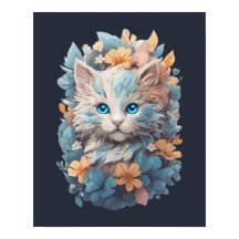 Niedliches, florales Katzenplash