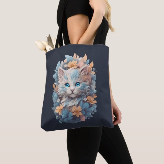 Niedliches, florales Katzenplash Tasche (Von Nahem)