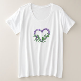 Niedliches florales Lavendelherz Große Größe T-Shirt