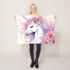 Niedliches florales magisches Einhorn Fleecedecke