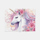 Niedliches florales magisches Einhorn Fleecedecke (Vorderseite (Horizontal))