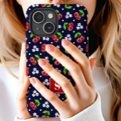 Niedliches florales Polka Dot Cherries Navy Monogr Case-Mate iPhone Hülle