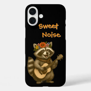 Niedliches florales Raccoon Gitarrendesign Lover iPhone 16 Plus Hülle