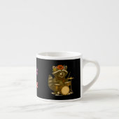 Niedliches florales Raccoon Playing Guitar & Drum Espressotasse (Rechts)