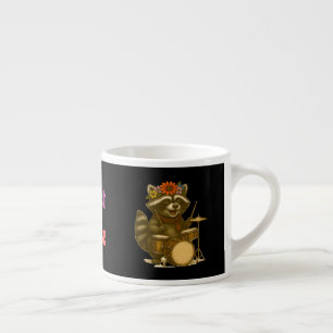 Niedliches florales Raccoon Playing Guitar & Drum Espressotasse