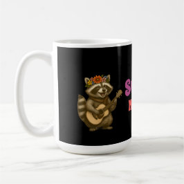 Niedliches florales Raccoon Playing Guitar & Drum Kaffeetasse