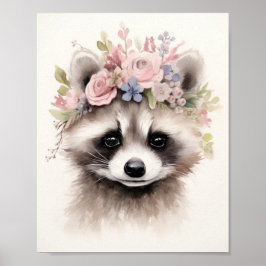 Niedliches florales Raccoon Poster