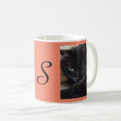 Niedliches Fluffy Black Cat Foto Personalisiert Kaffeetasse (VorderseiteRechts)
