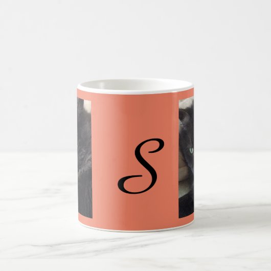 Niedliches Fluffy Black Cat Foto Personalisiert Kaffeetasse (Mittel)
