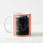 Niedliches Fluffy Black Cat Foto Personalisiert Kaffeetasse (Links)