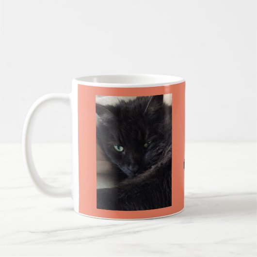 Niedliches Fluffy Black Cat Foto Personalisiert Kaffeetasse (Links)