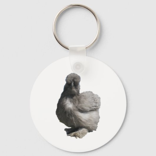 Niedliches Fluffy Blue Silkie Chicken Schlüsselanhänger (Vorderseite)