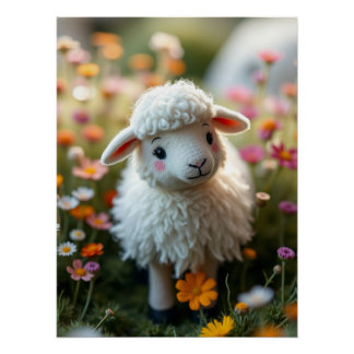Niedliches Fluffy Sheep Poster
