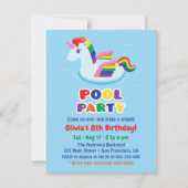 Niedliches Flügelbecken Unicorn Schwimmbad Kinderg Einladung (Vorderseite)