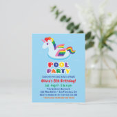 Niedliches Flügelbecken Unicorn Schwimmbad Kinderg Einladung (Stehend Vorderseite)