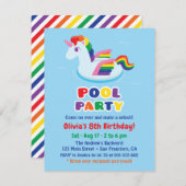 Niedliches Flügelbecken Unicorn Schwimmbad Kinderg Einladung (Vorne/Hinten)