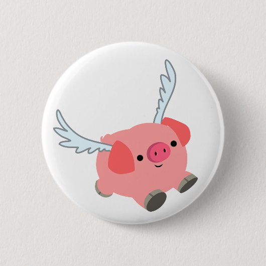 Niedliches Flügelfleisch Cartoon Pig Button (Vorderseite)