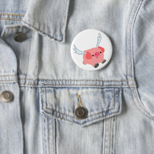 Niedliches Flügelfleisch Cartoon Pig Button