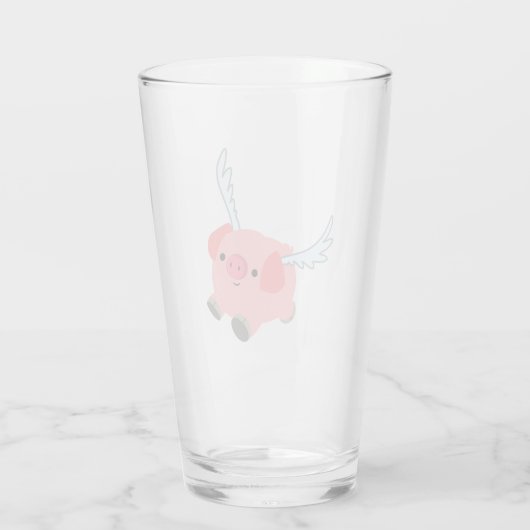 Niedliches Flügelfleisch Cartoon Pig Glas (Rückseite)